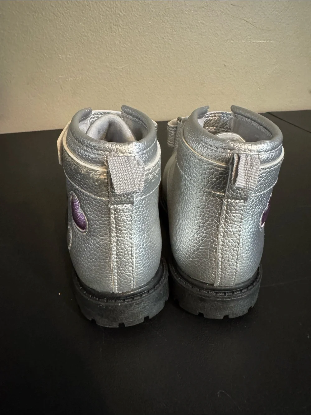 Carter’s, Sliver Faux Fur Leather & Heart, Children’s Size 9, Girl’s Ankle Boots